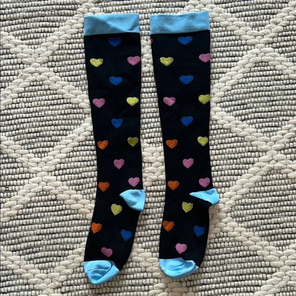 Rainbow Heart Knee-High Compression Socks- Flow New